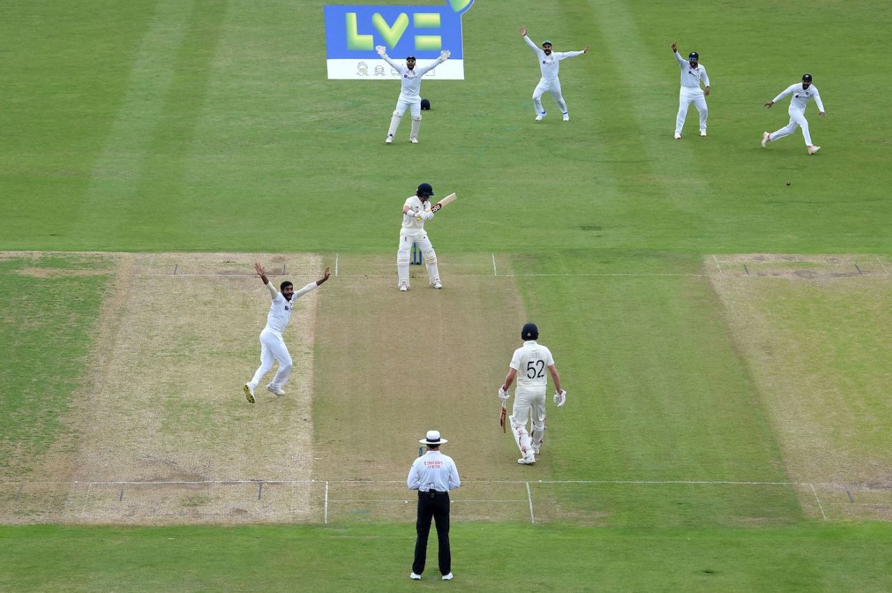 Rory Burns loses his wicket to Jasprit Bumrah in the first over, England vs India, 1st Test, Nottingham, 1st day, August 4, 2021