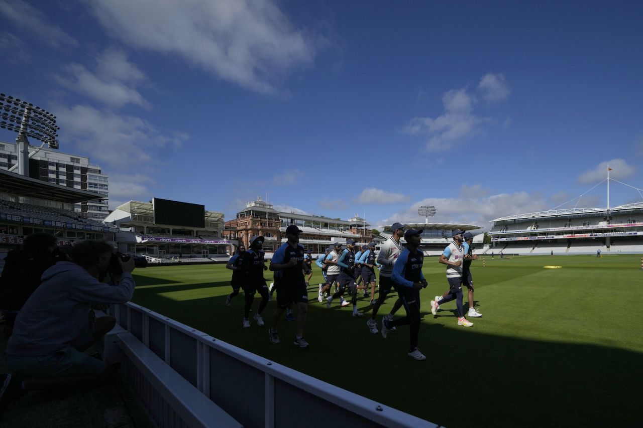 The Indian team warms up under blue skies, Lord's, August  10, 2021