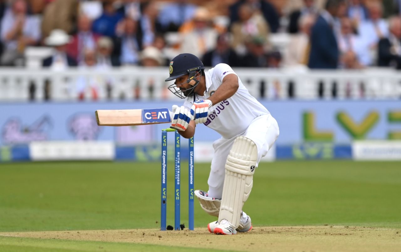 Rohit Sharma leans into a drive, England vs India, 2nd Test, Lord's, 1st day, August 12, 2021
