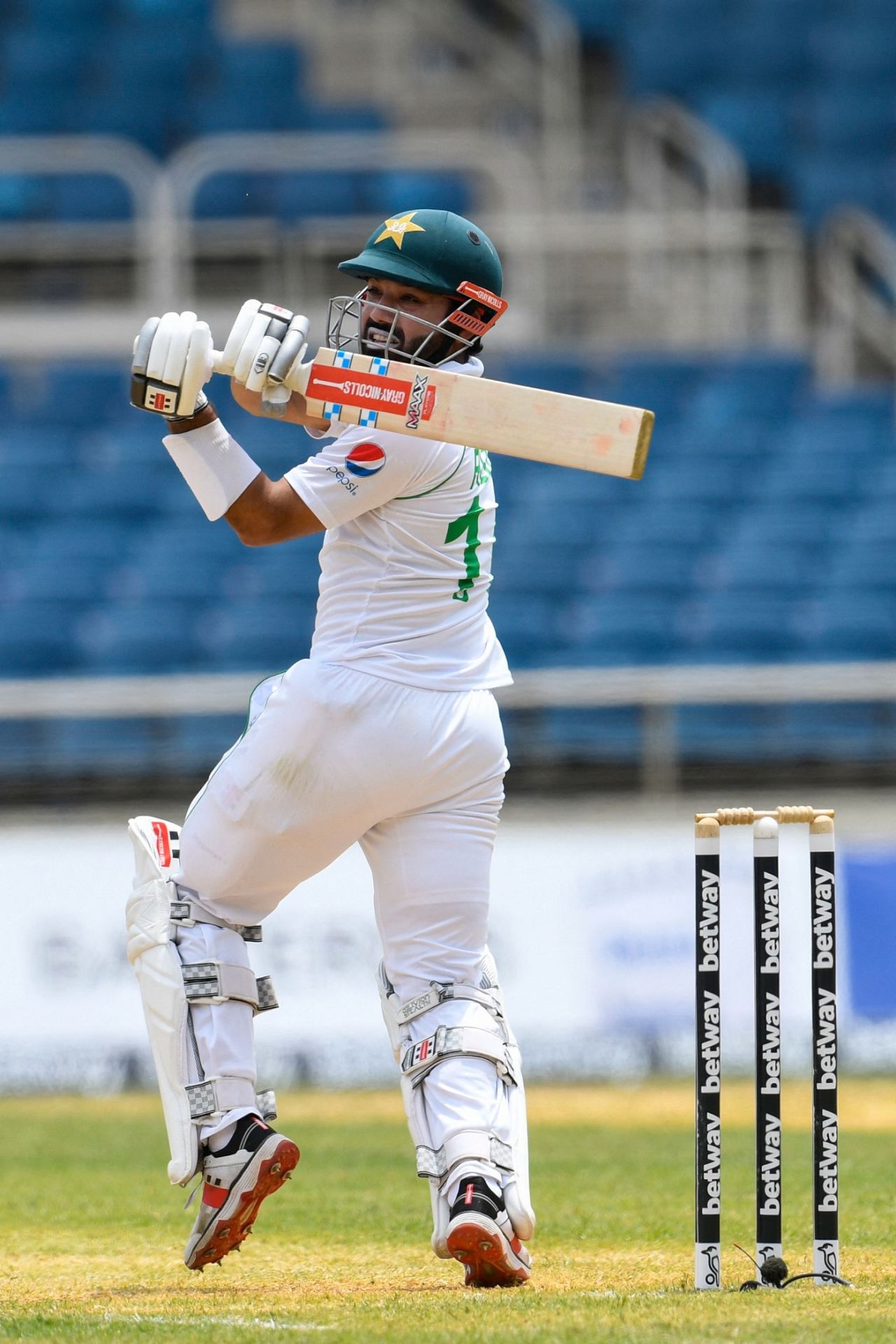 Mohammad Rizwan tries to pull a short ball, 1st Test, Kingston, 3rd day, August 14, 2021