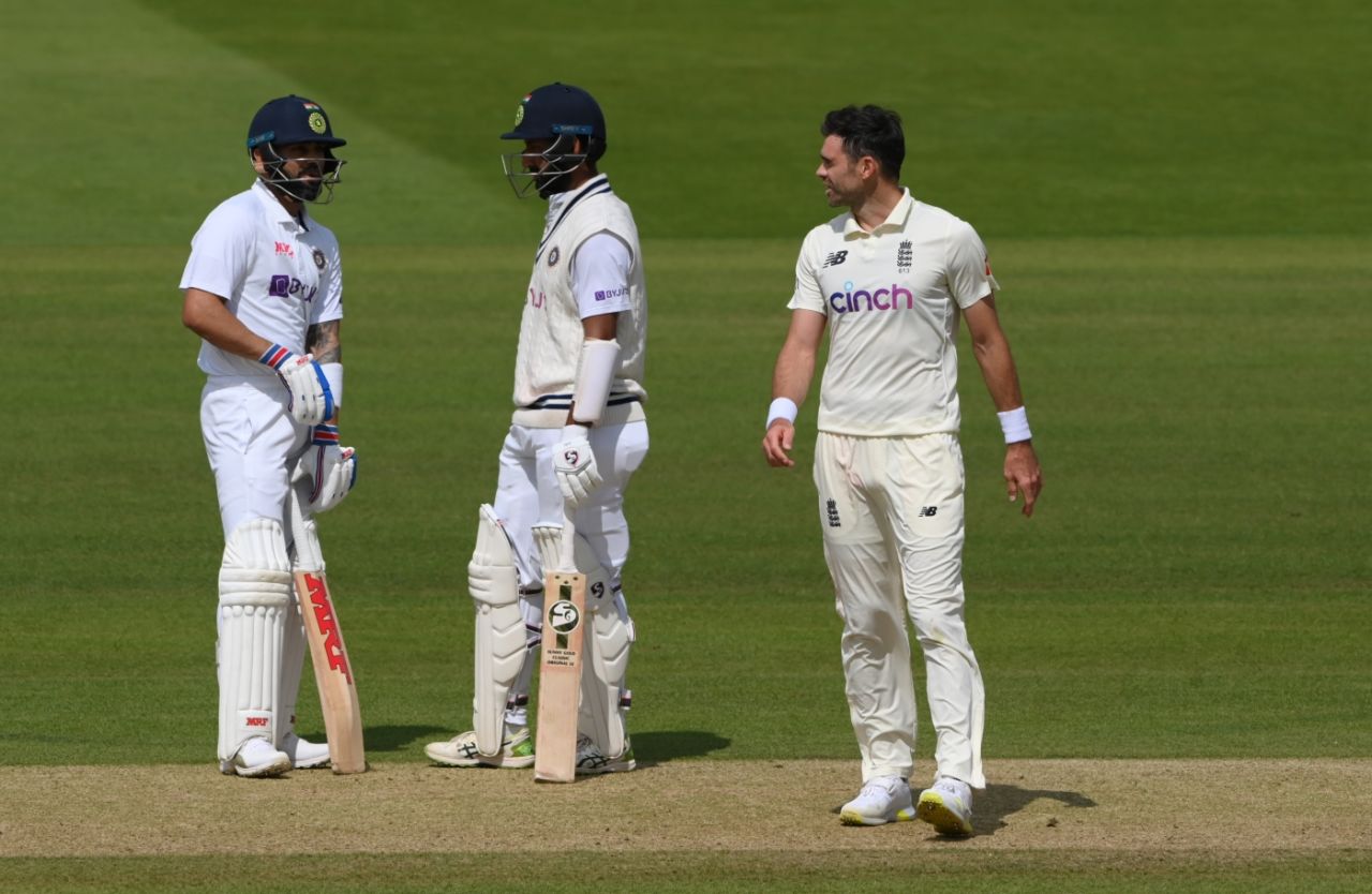 There was a bit of needle between Virat Kohli and James Anderson on the fourth morning, England vs India, 2nd Test, Lord's, London, 4th day, August 15, 2021

