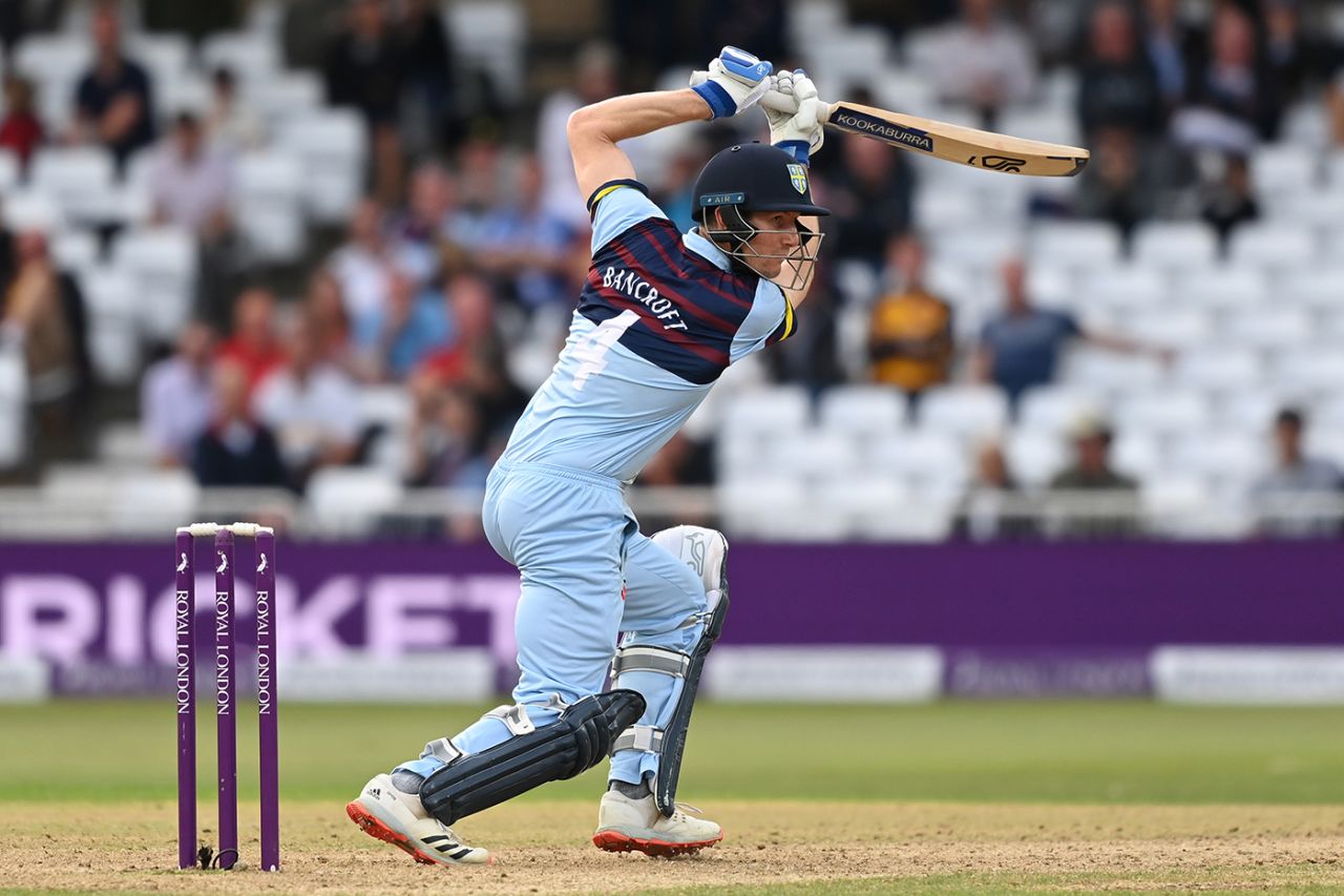 Cameron Bancroft punches a drive, Glamorgan vs Durham, Royal London Cup final, Trent Bridge, August 19, 2021