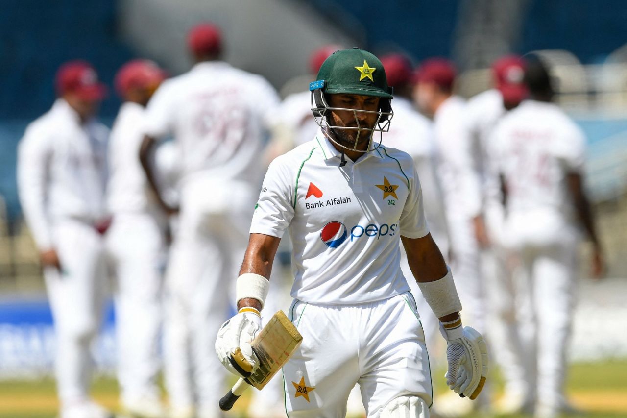 Imran Butt walks off, dissmised for a cheap score, West Indies vs Pakistan, 2nd Test, Jamaica, 1st day, August 20, 2021