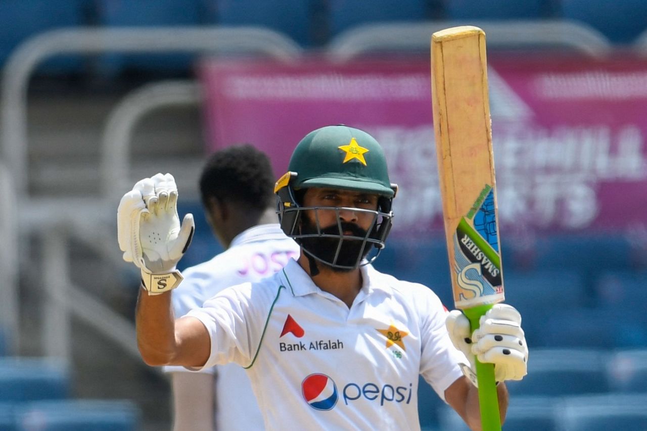 Fawad Alam celebrates after reaching fifty, West Indies vs Pakistan, 2nd Test, Jamaica, 1st day, August 20, 2021
