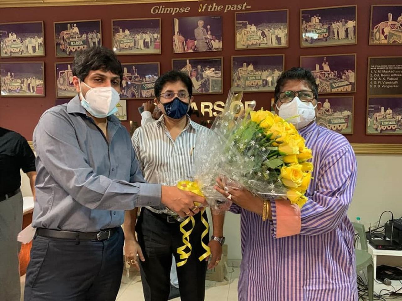 Upon being appointed the India team manager, Gargi Banerjee (R) is felicitated by Cricket Association of Bengal president Avishek Dalmiya (L), Kolkata, August 21, 2021