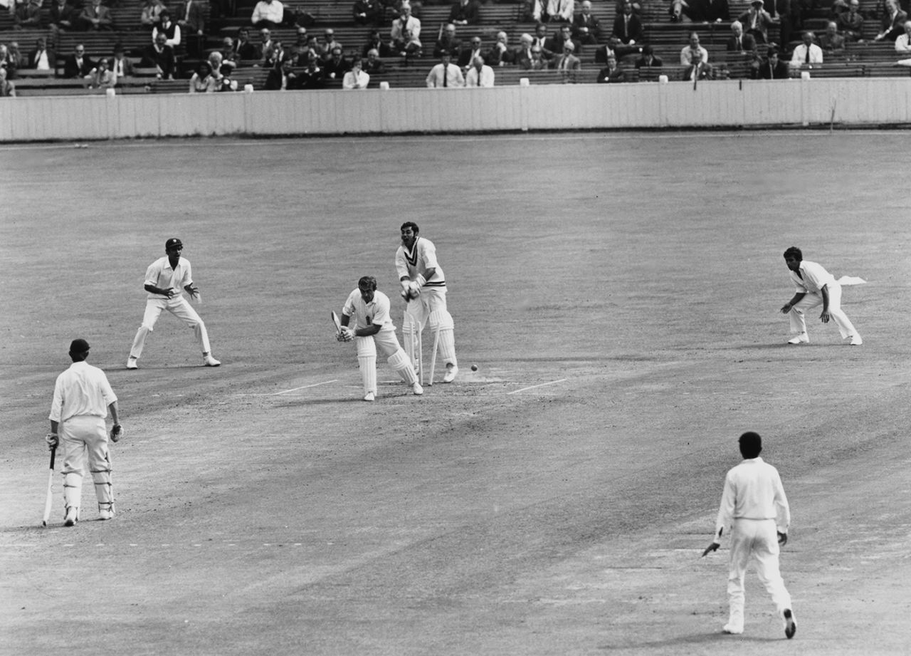 Farokh Engineer celebrates as John Edrich is bowled by Bhagwath Chandrasekhar for 0, England vs India, 3rd Test, The Oval, 5th day, August 24, 1971