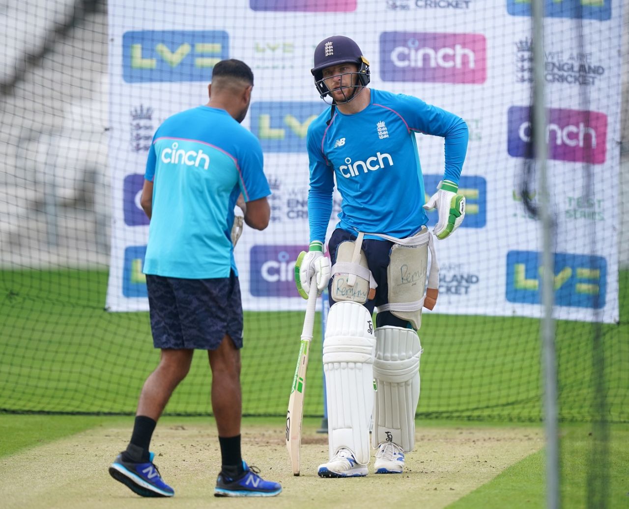 Jos Buttler listens attentively while batting at nets, Headingley, August 23, 2021