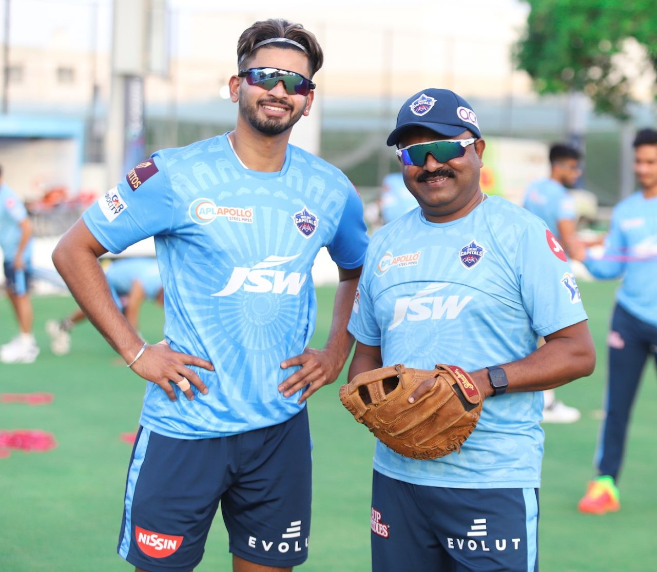 Shreyas Iyer and Pravin Amre at a Delhi Capitals training session, Dubai, August 31, 2021