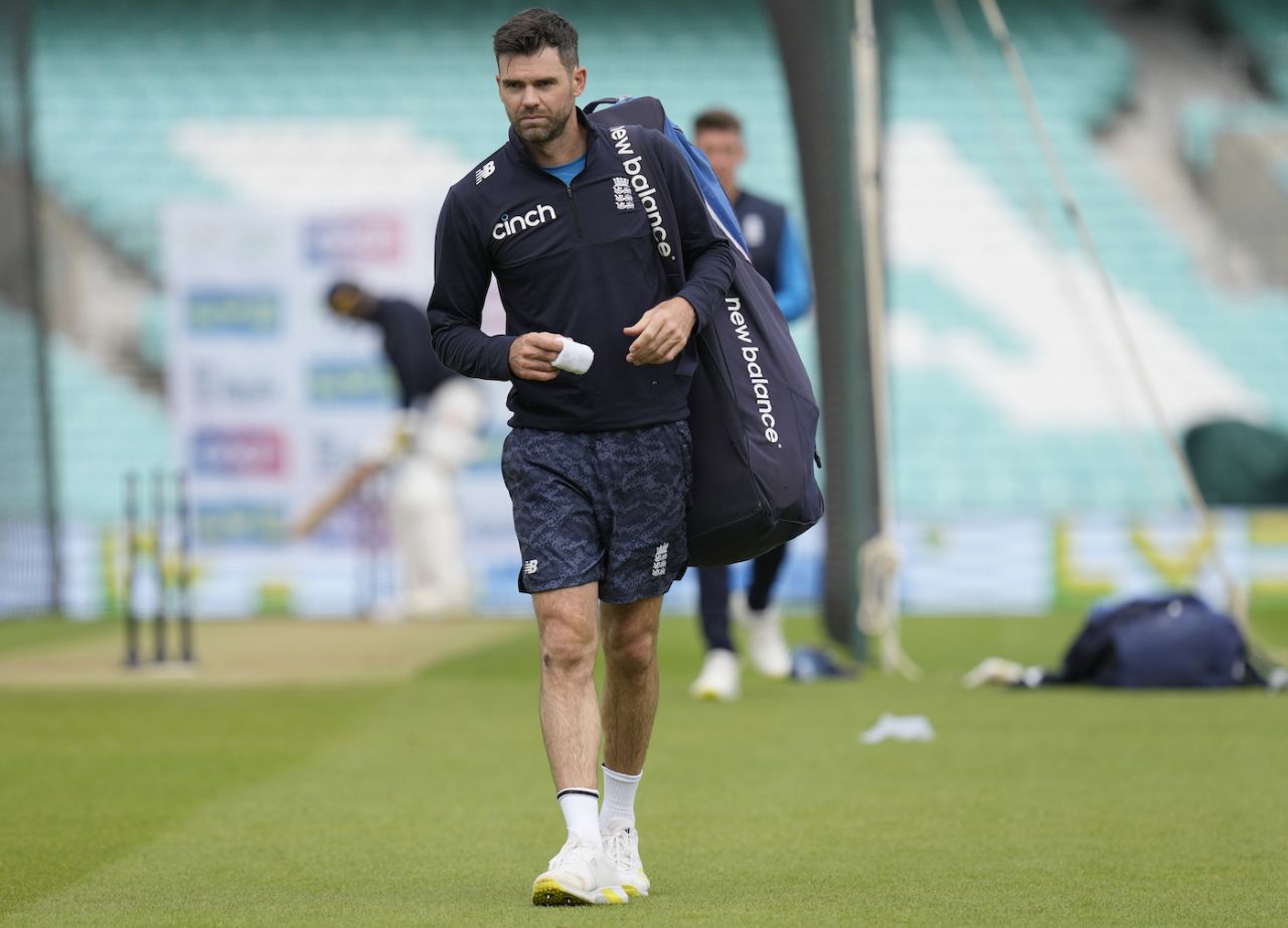 James Anderson arrives for a training session, The Oval, London, September 1, 2021