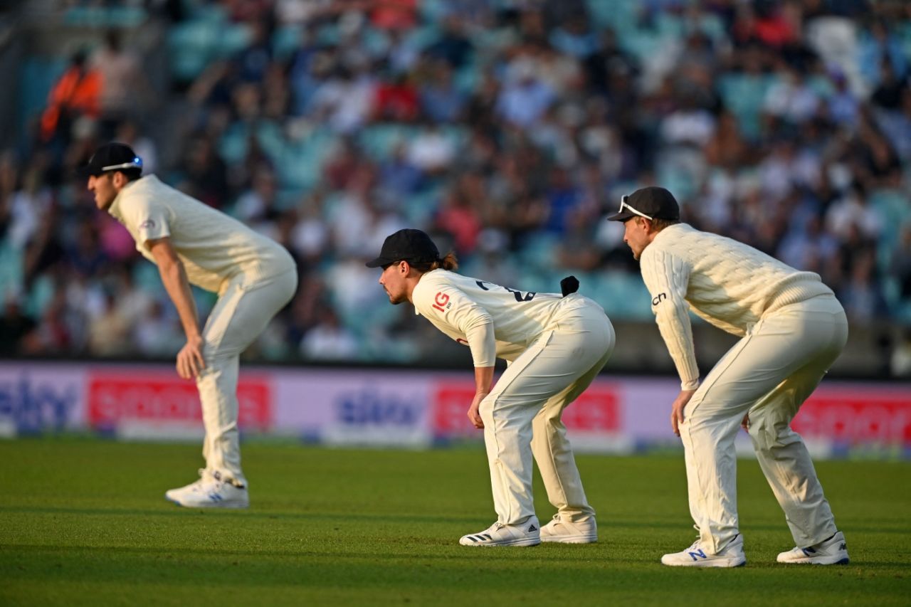 England's slip cordon watches and waits, England vs India, 4th Test, The Oval, London, 2nd day, September 3, 2021