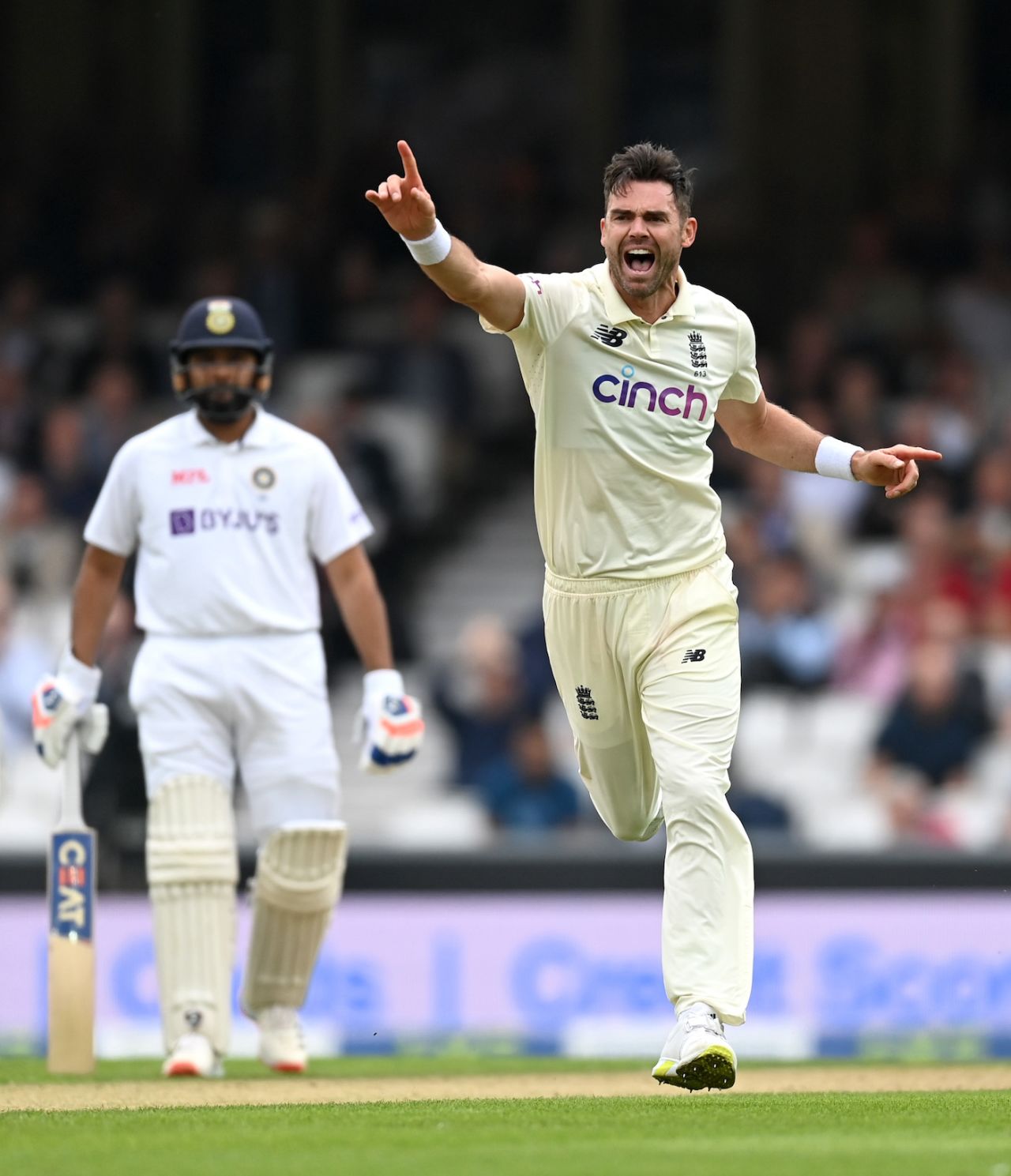 James Anderson exults after catching KL Rahul's edge, England vs India, 4th Test, The Oval, London, 3rd day, September 4, 2021