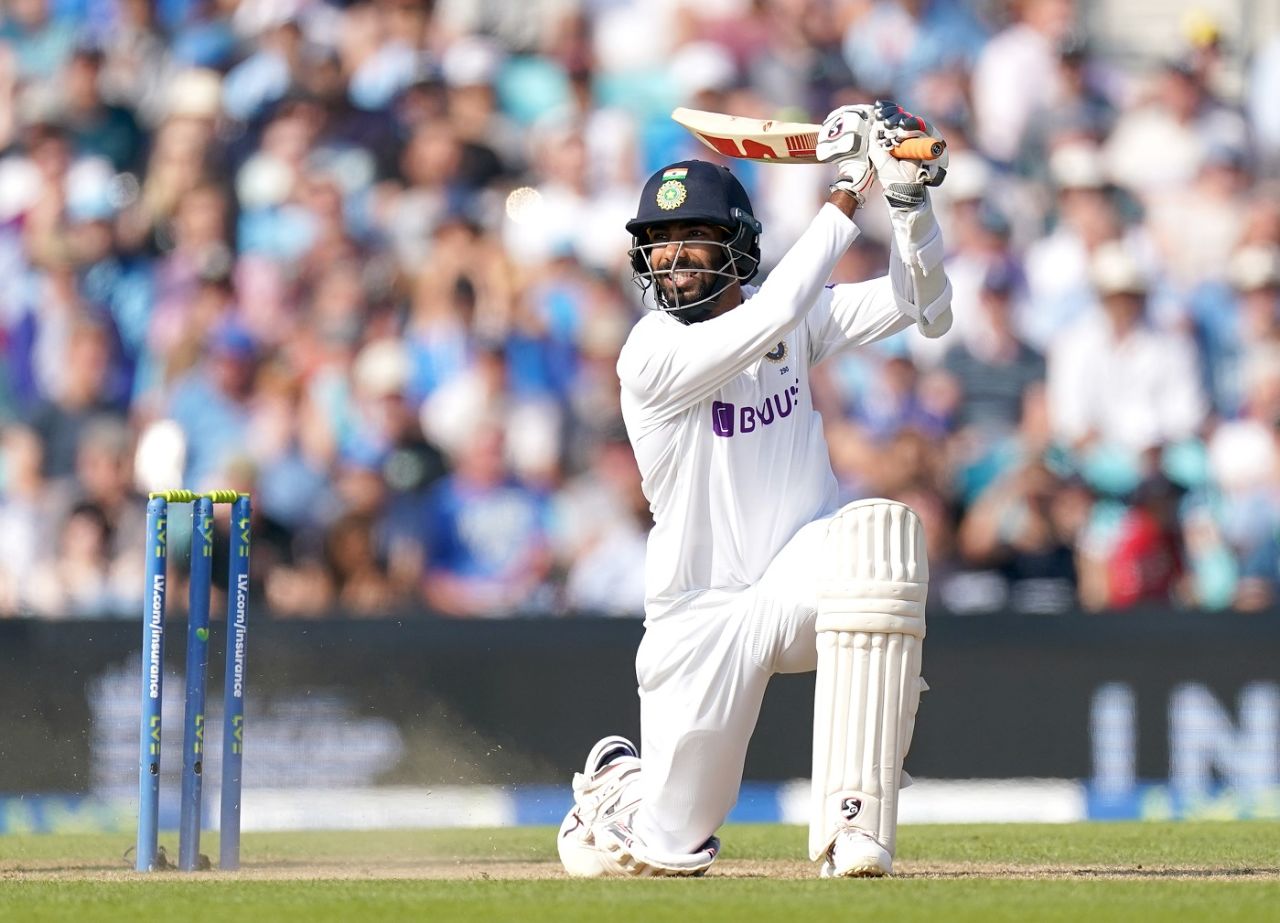 Jasprit Bumrah drives to the off side, England vs India, 4th Test, The Oval, London, 4th day, September 5, 2021