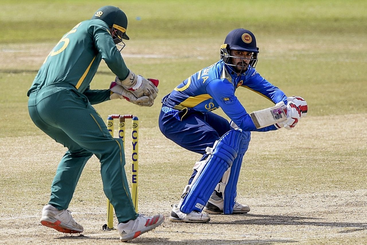 Dhananjaya de Silva glides the ball away, Sri Lanka vs South Africa, 3rd ODI, Colombo, September 7, 2021
