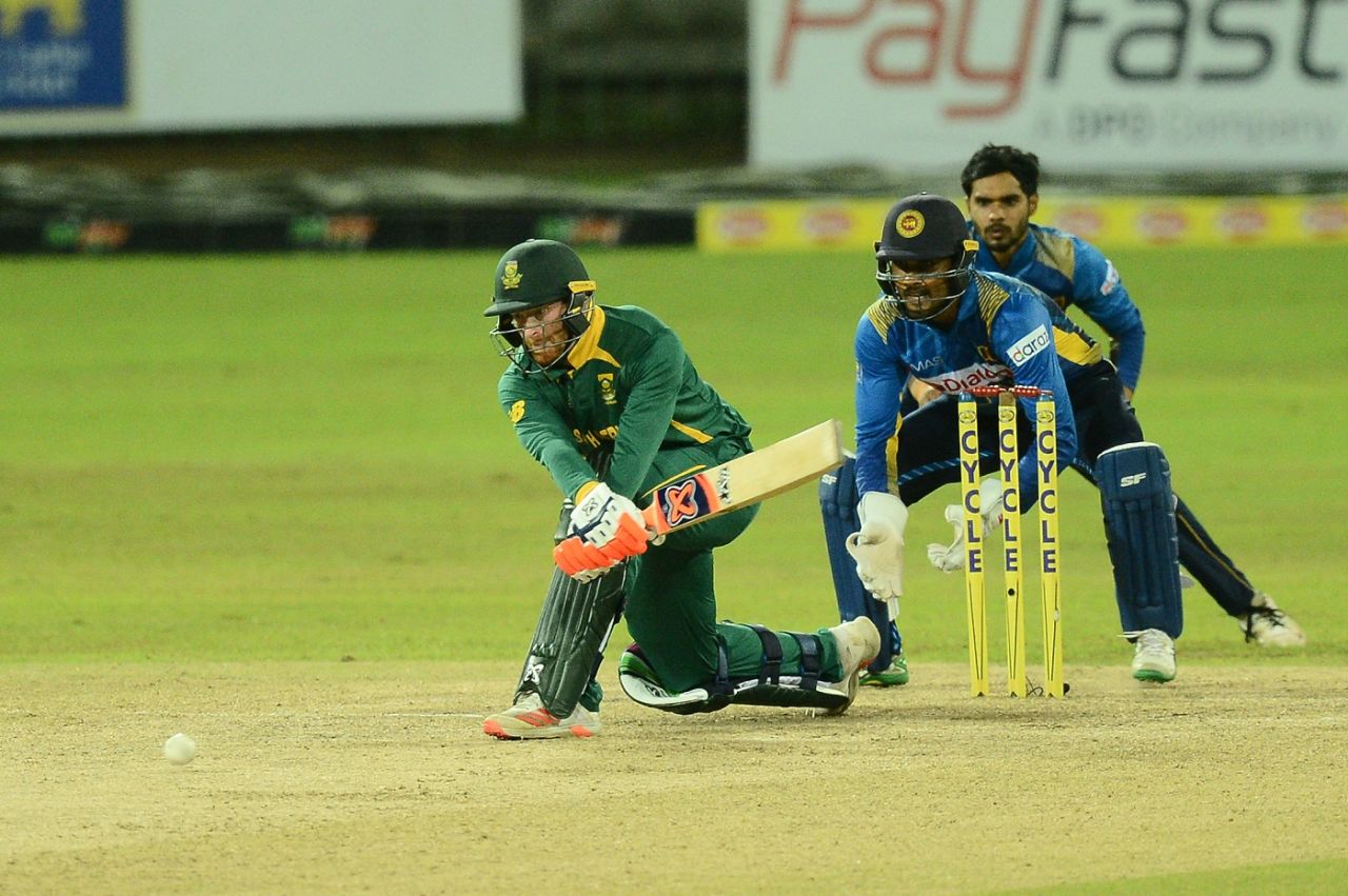 Heinrich Klaasen rolls out a reverse-sweep, Sri Lanka vs South Africa, 3rd ODI, Colombo, September 7, 2021
