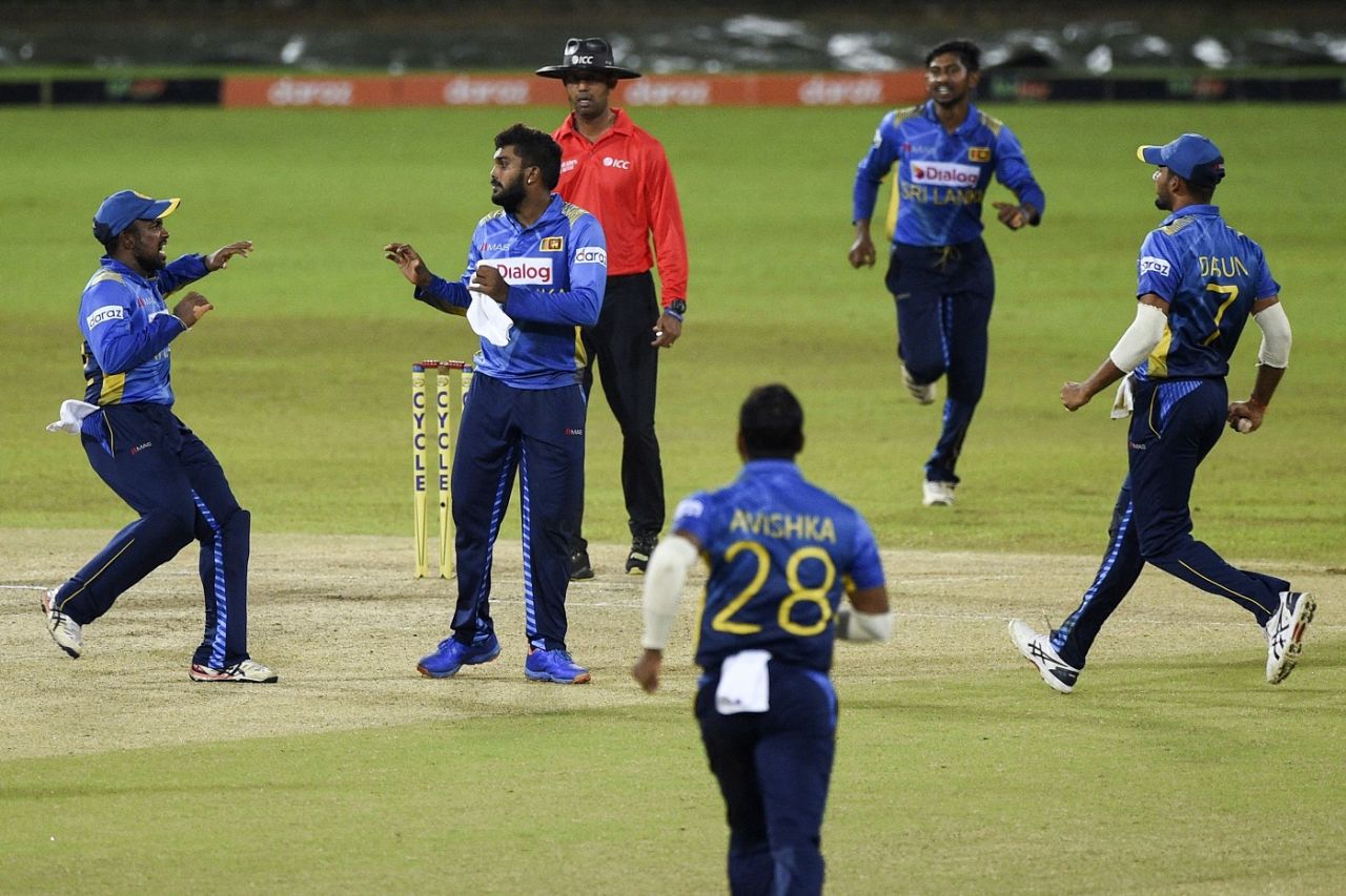 Wanindu Hasaranga celebrates a wicket, Sri Lanka vs South Africa, 3rd ODI, Colombo, September 7, 2021