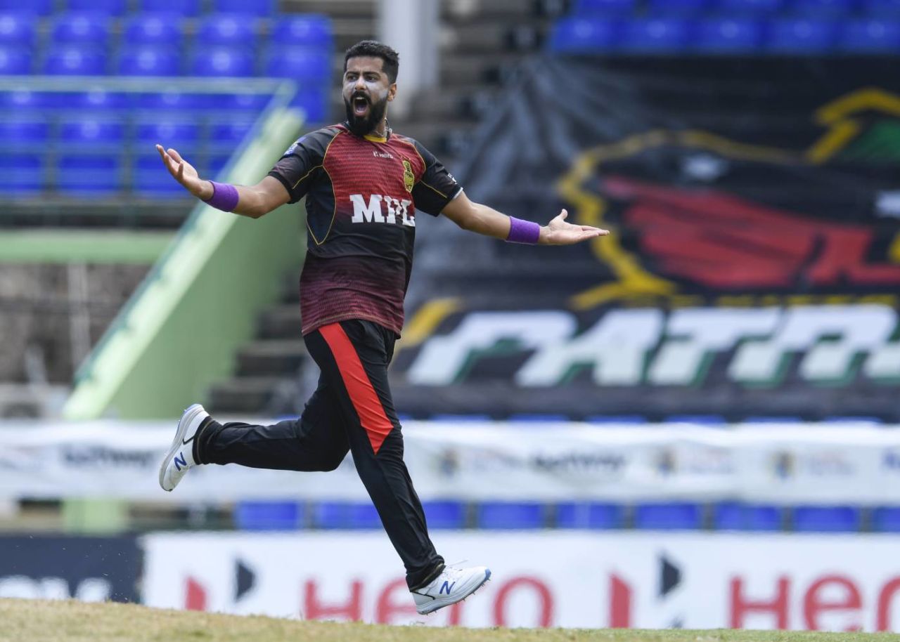 Ali Khan took four wickets in his first appearance of the season, Trinbago Knight Riders vs Jamaica Tallawahs, CPL 2021, Basseterre, September 5, 2021
