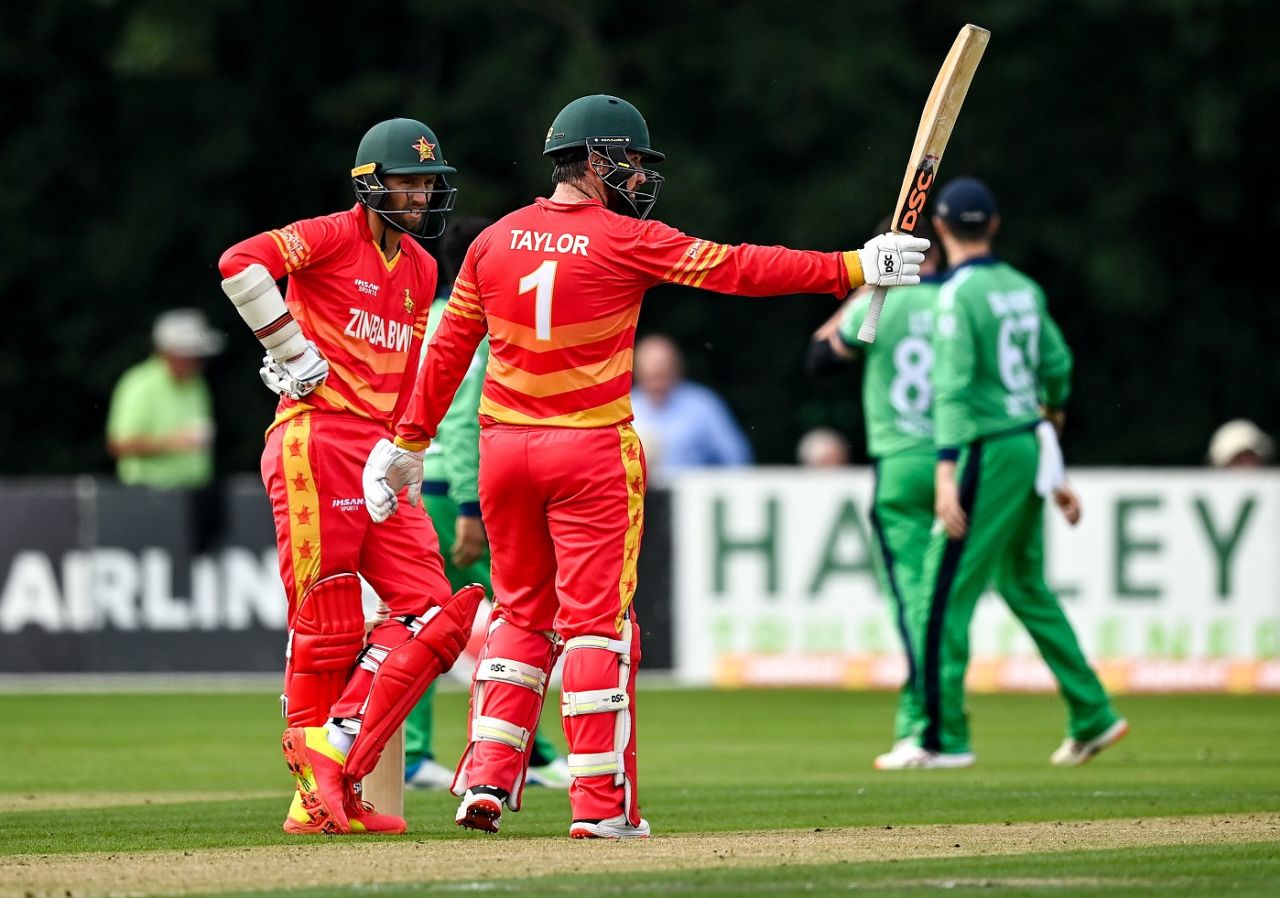 Brendan Taylor raises his bat for 50 but was one run short and was later out for 49, Ireland vs Zimbabwe, 1st ODI, Belfast, September 8, 2021