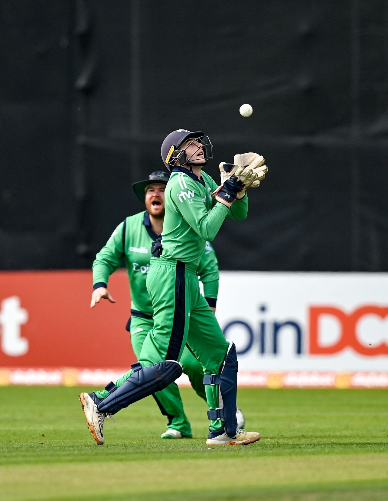 Lorcan Tucker celebrates a dismissal, Ireland vs Zimbabwe, 1st ODI, Belfast, September 8, 2021