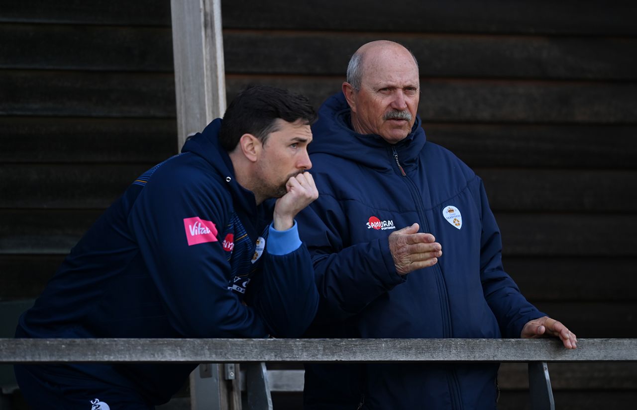 Billy Godleman chats with Dave Houghton, LV= Insurance County Championship, Derbyshire vs Nottinghamshire, Derby, April 30, 2021