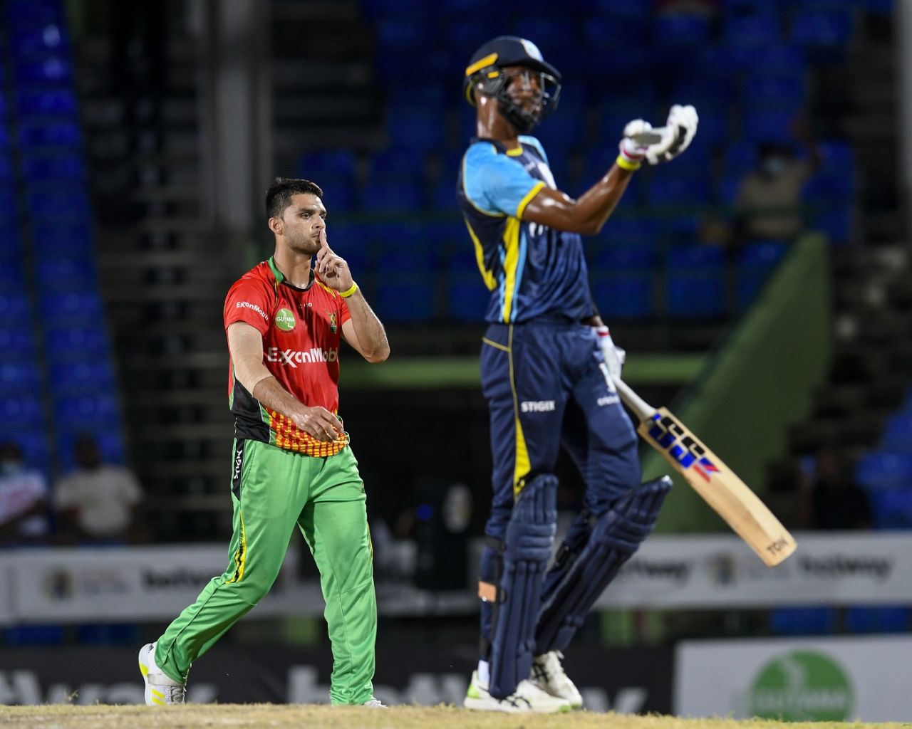 Naveen-ul-Haq celebrates the wicket of Roston Chase, Guyana Amazon Warriors vs St Lucia Kings, CPL 2021, Basseterre, September 8, 2021