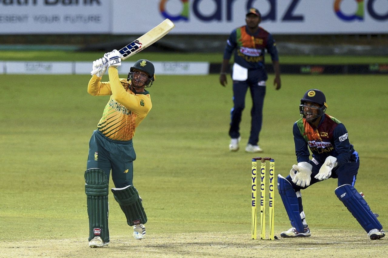 Quinton de Kock goes over the top, Sri Lanka vs South Africa, 1st T20I, Colombo, September 10, 2021