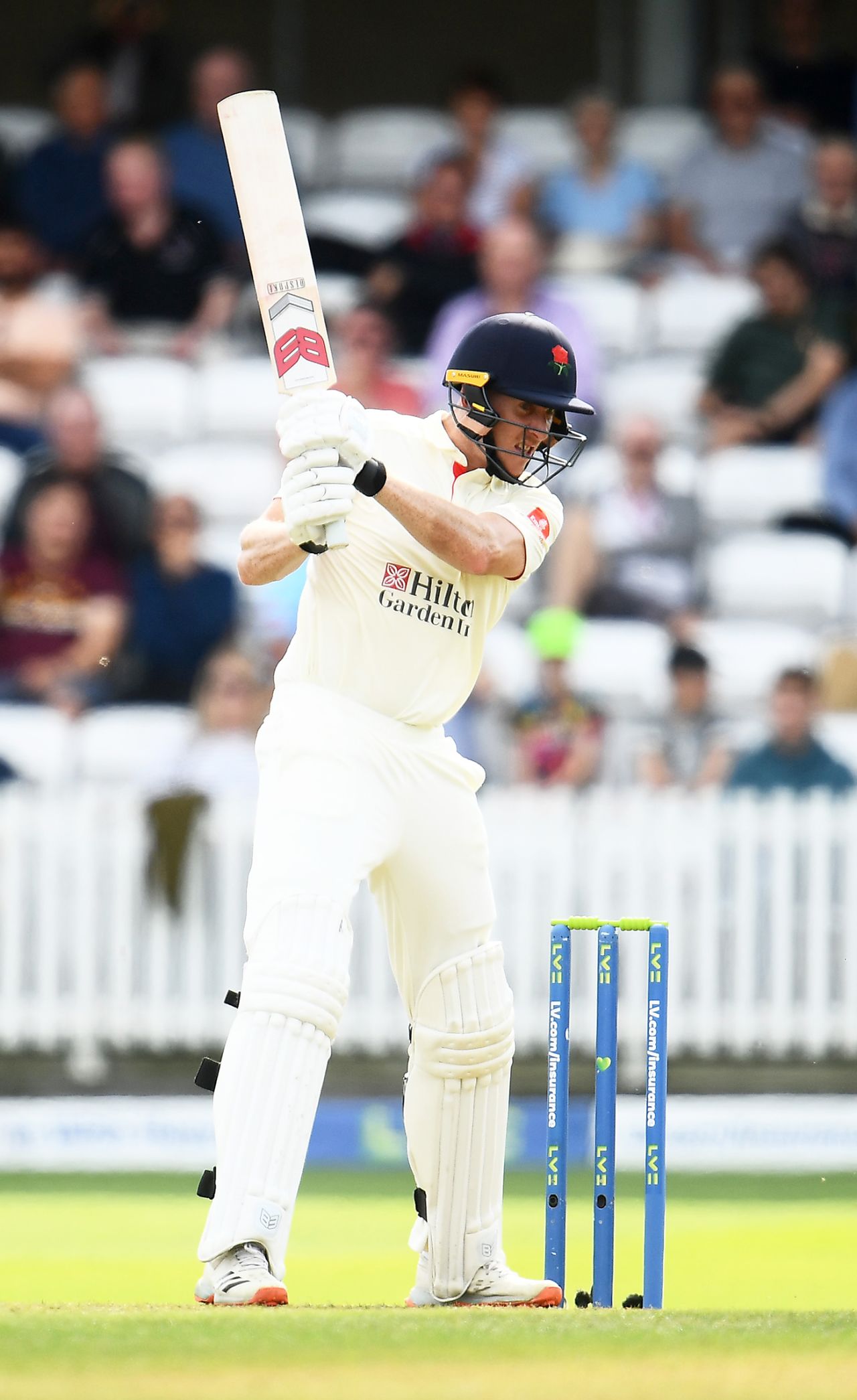 Luke Wells cuts during his century, Somerset vs Lancashire, County Championship, Division One, Taunton, September 12, 2021