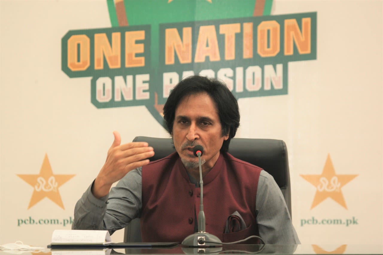 Ramiz Raja speaks at a press conference after being unveiled as the new PCB chairman, Lahore, September 13, 2021