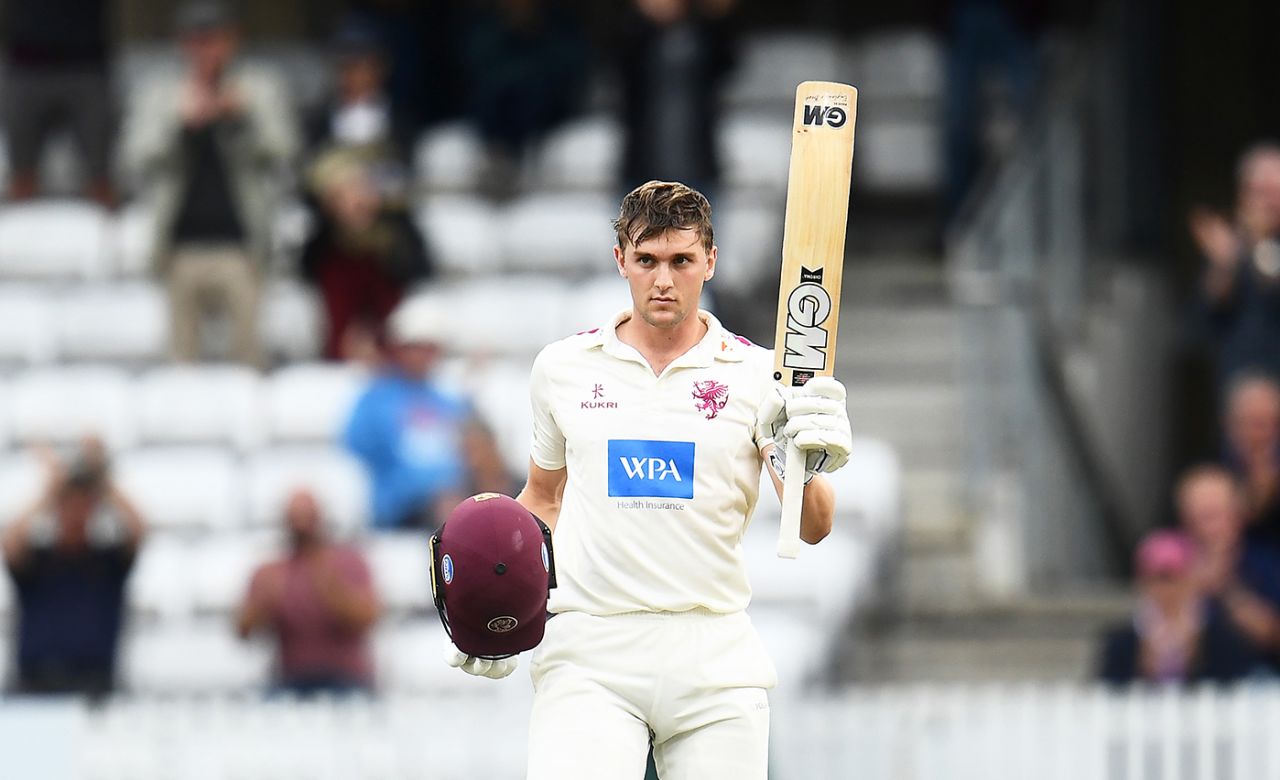 Tom Lammonby acknowledges his century, Somerset vs Lancashire, County Championship, Division One, Taunton, September 13, 2021