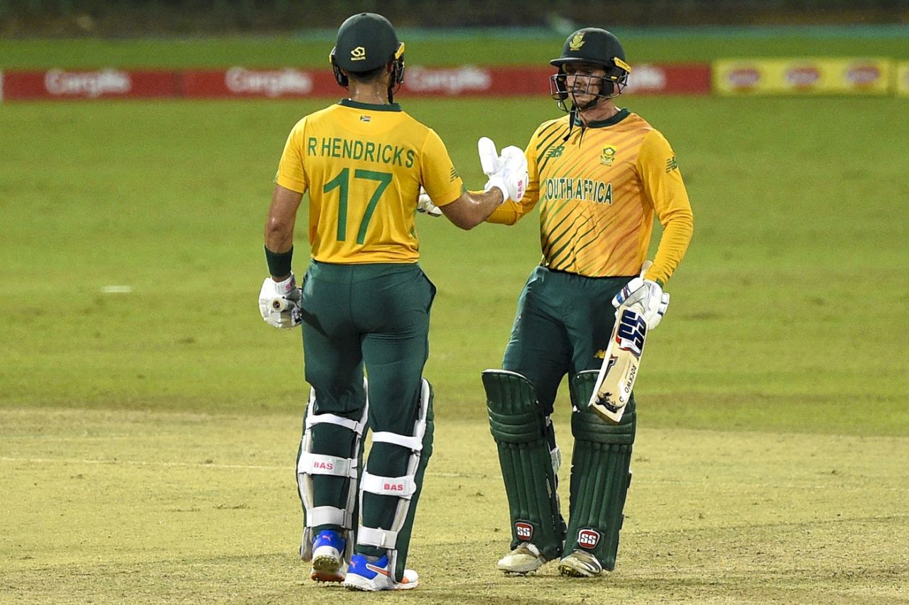 Quinton de Kock and Reeza Hendricks had a productive partnership up top, Sri Lanka vs South Africa, 3rd T20I, Colombo, September 14, 2021
