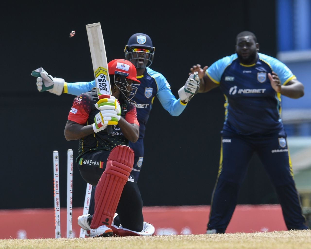 Chris Gayle is bowled, St Kitts & Nevis Patriots vs St Lucia Kings, Caribbean Premier League Final, Basseterre, September 15, 2021