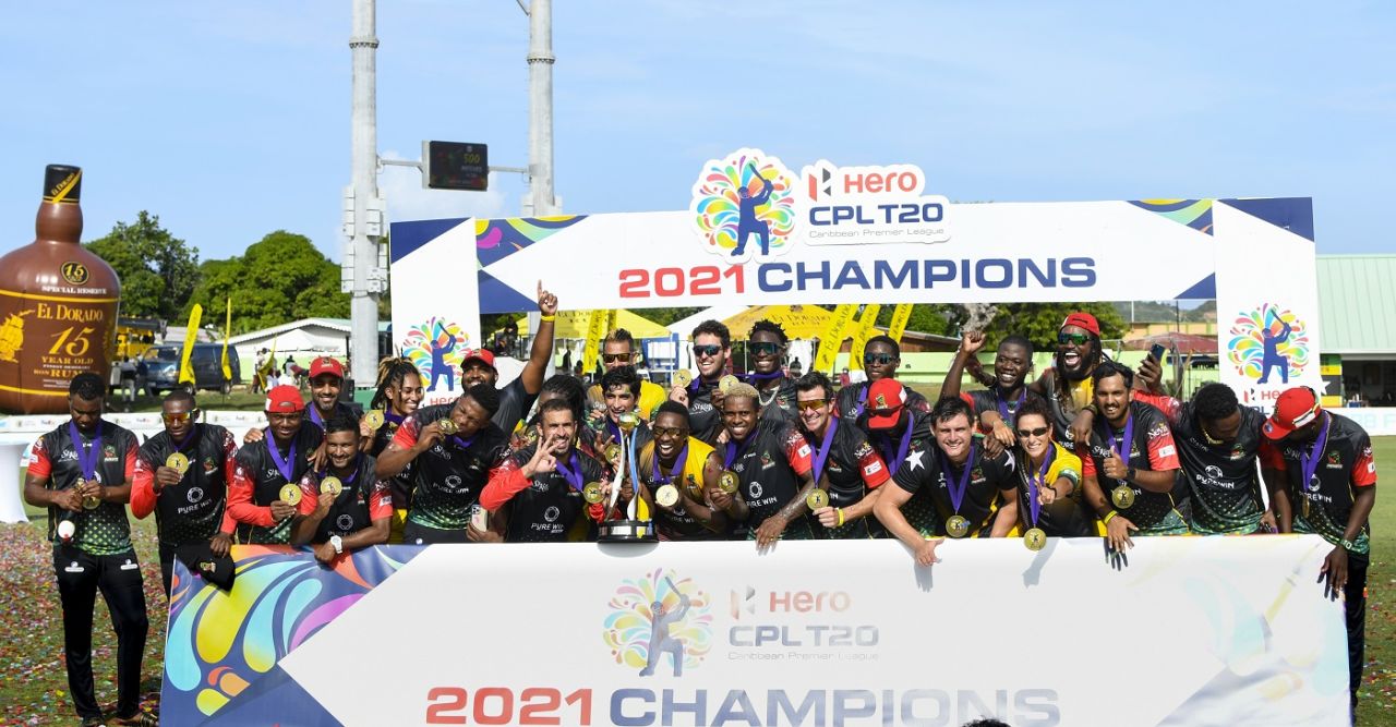 St Kitts and Nevis Patriots celebrate their maiden CPL title win, Caribbean Premier League (CPL) 2021 final, Basseterre, September 15, 2021