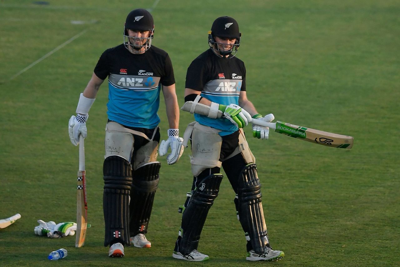 Henry Nicholls and Tom Latham find a reason to smile during training, Rawalpindi, September 16, 2021