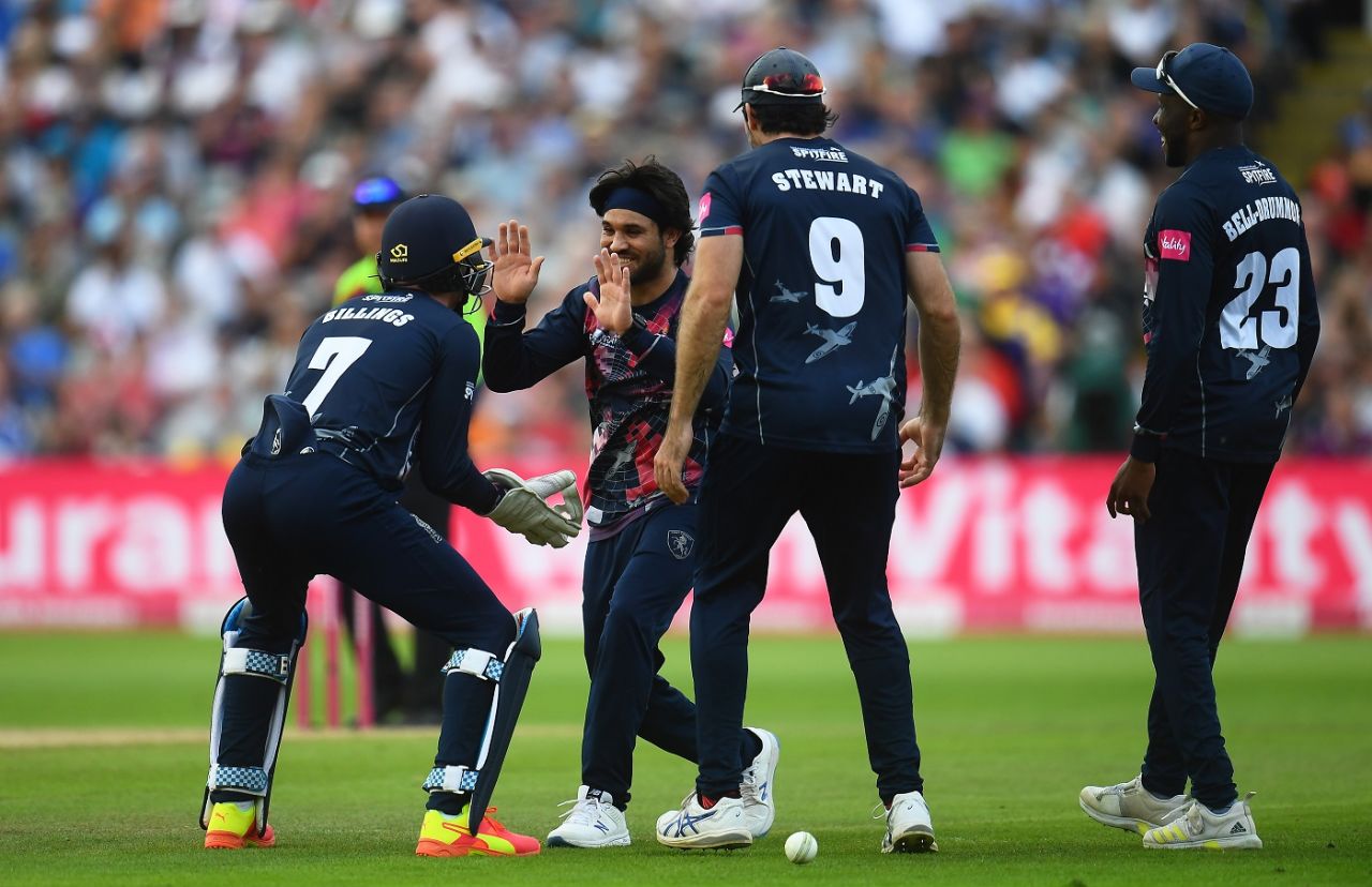 Celebrations for Kent after a fine day in the field, Sussex vs Kent, 2nd semi-final, Vitality T20 Blast Finals Day, Edgbaston, September 18, 2021