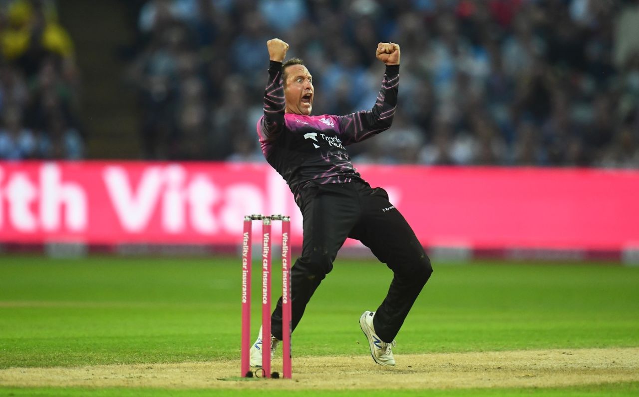 Roelof van der Merwe claimed two in two balls to lift Somerset, Somerset vs Kent, Final, Vitality T20 Blast Finals Day, Edgbaston, September 18, 2021