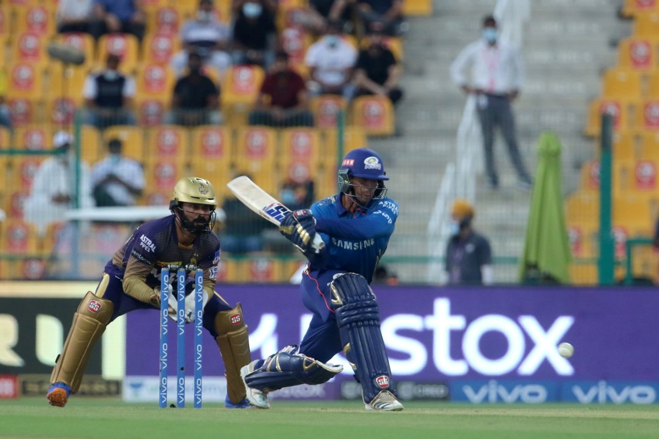 Quinton de Kock brings out the reverse, Mumbai Indians vs Kolkata Knight Riders, Abu Dhabi, IPL 2021, September 23, 2021