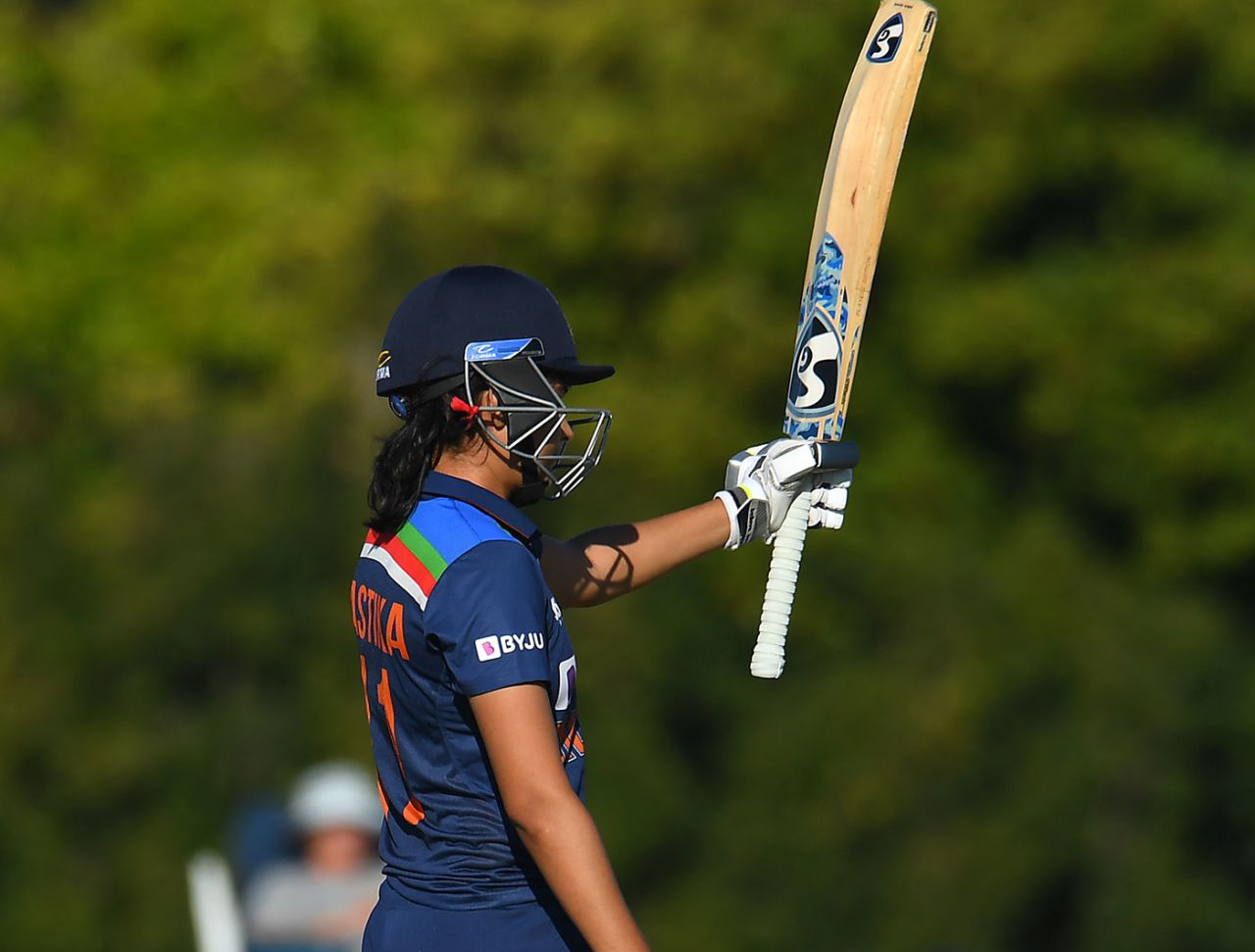 Yastika Bhatia acknowledges her fifty, Australia vs India, 3rd ODI, Mackay, September 26, 2021