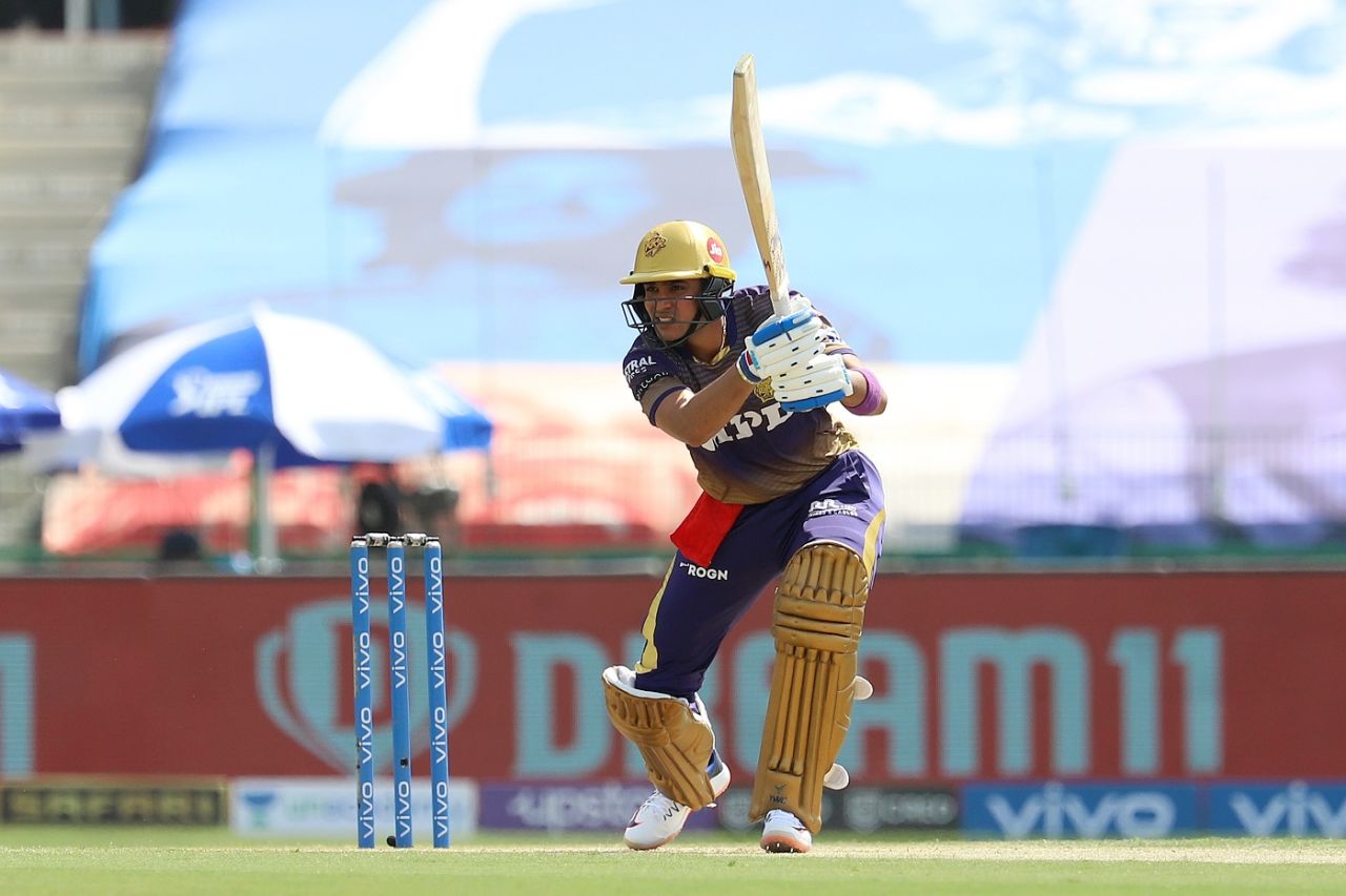 Shubman Gill hits through covers, Chennai Super Kings vs Kolkata Knight Riders, Abu Dhabi, IPL 2021, September 26, 2021