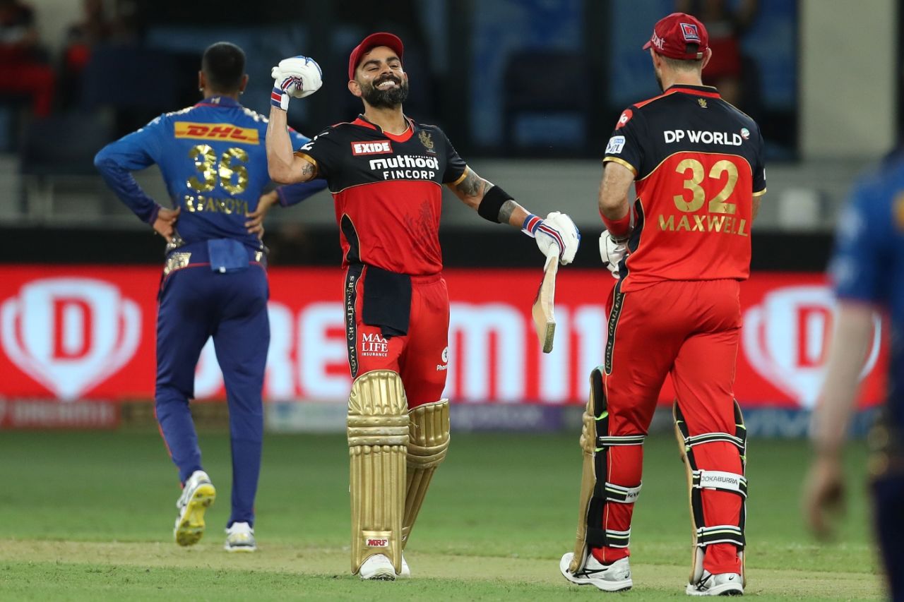 Virat Kohli and Glenn Maxwell put on a 51-run stand, Royal Challengers Bangalore vs Chennai Super Kings, IPL 2021, Dubai, September 26, 2021