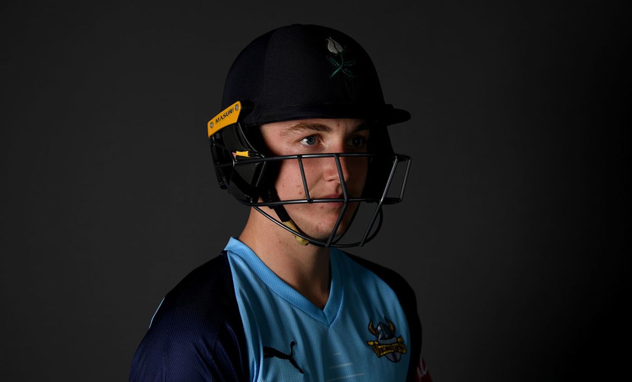 Harry Brook poses for a headshot at Yorkshire's media day