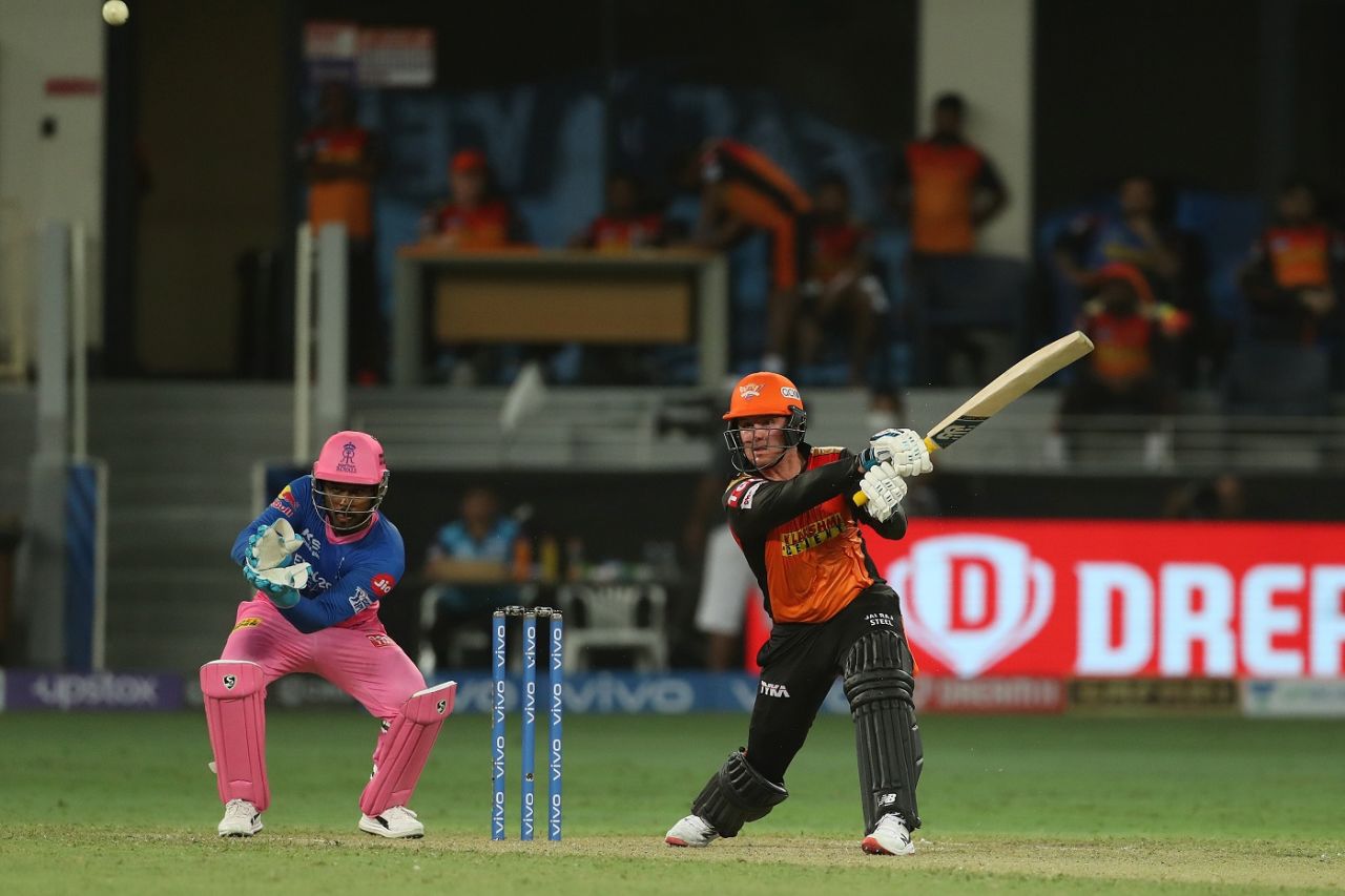 Jason Roy goes aerial, Rajasthan Royals vs Sunrisers Hyderabad, Dubai, IPL 2021, September 27, 2021