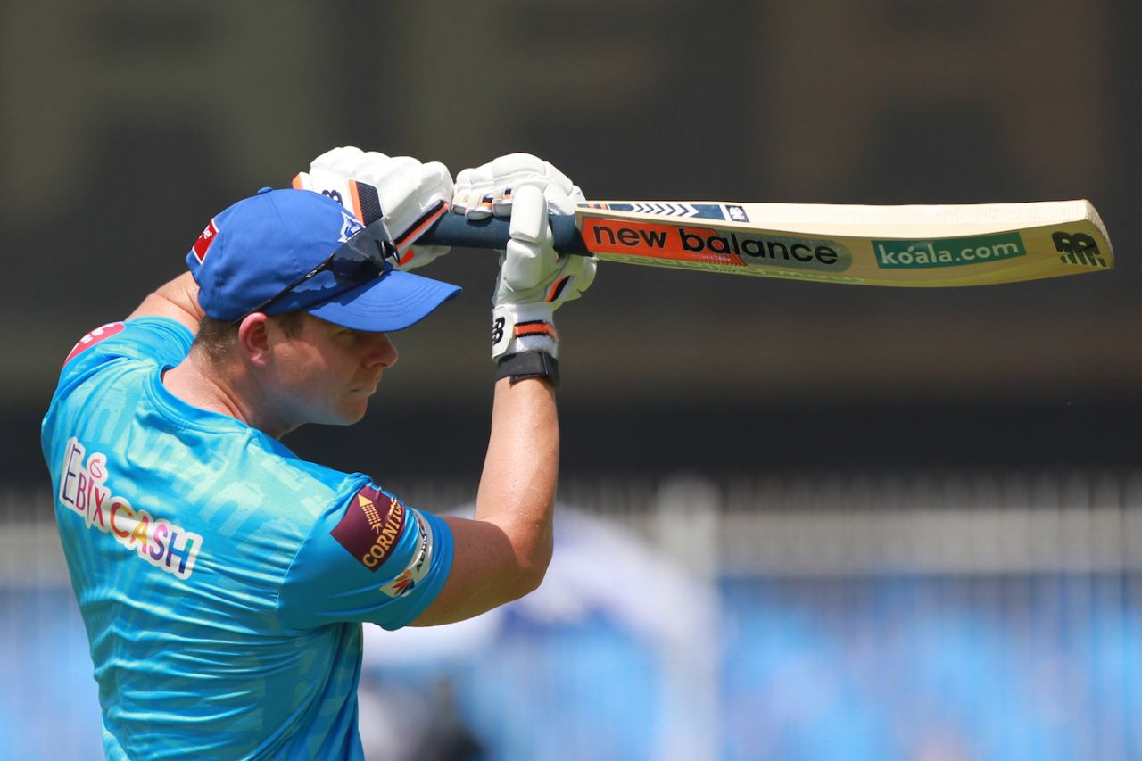 Steven Smith has a hit before the game, Kolkata Knight Riders vs Delhi Capitals, IPL 2021, Sharjah, September 28, 2021
