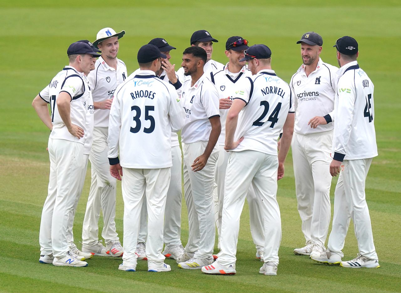 Manraj Johal celebrates his maiden first-class wicket, Warwickshire vs Lancashire, Bob Willis Trophy final, Lord's, 1st day, September 28, 2021