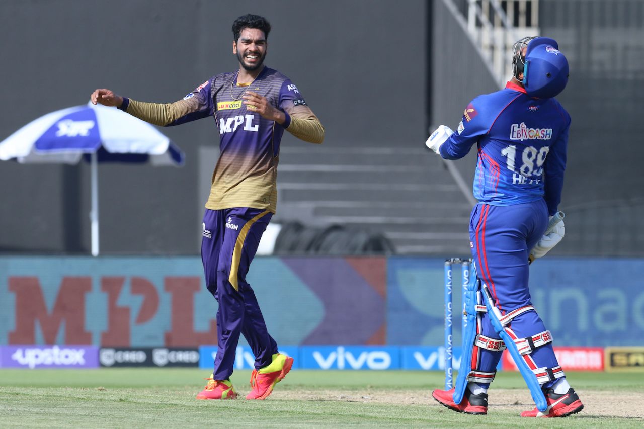Venkatesh Iyer is pleased after accounting for Shimron Hetmyer, Kolkata Knight Riders vs Delhi Capitals, IPL 2021, Sharjah, September 28, 2021