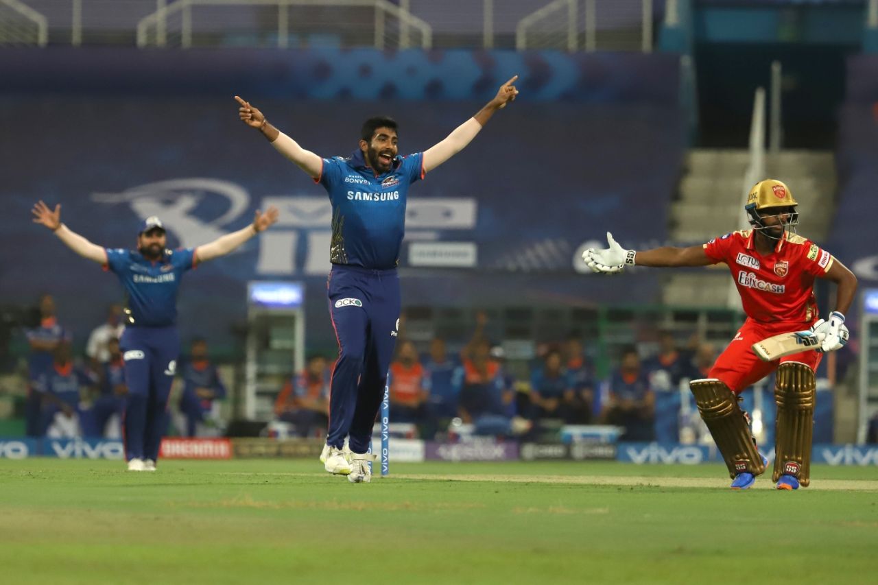 Jasprit Bumrah had Nicholas Pooran out lbw, Mumbai Indians vs Punjab Kings, IPL 2021, Abu Dhabi, September 28, 2021