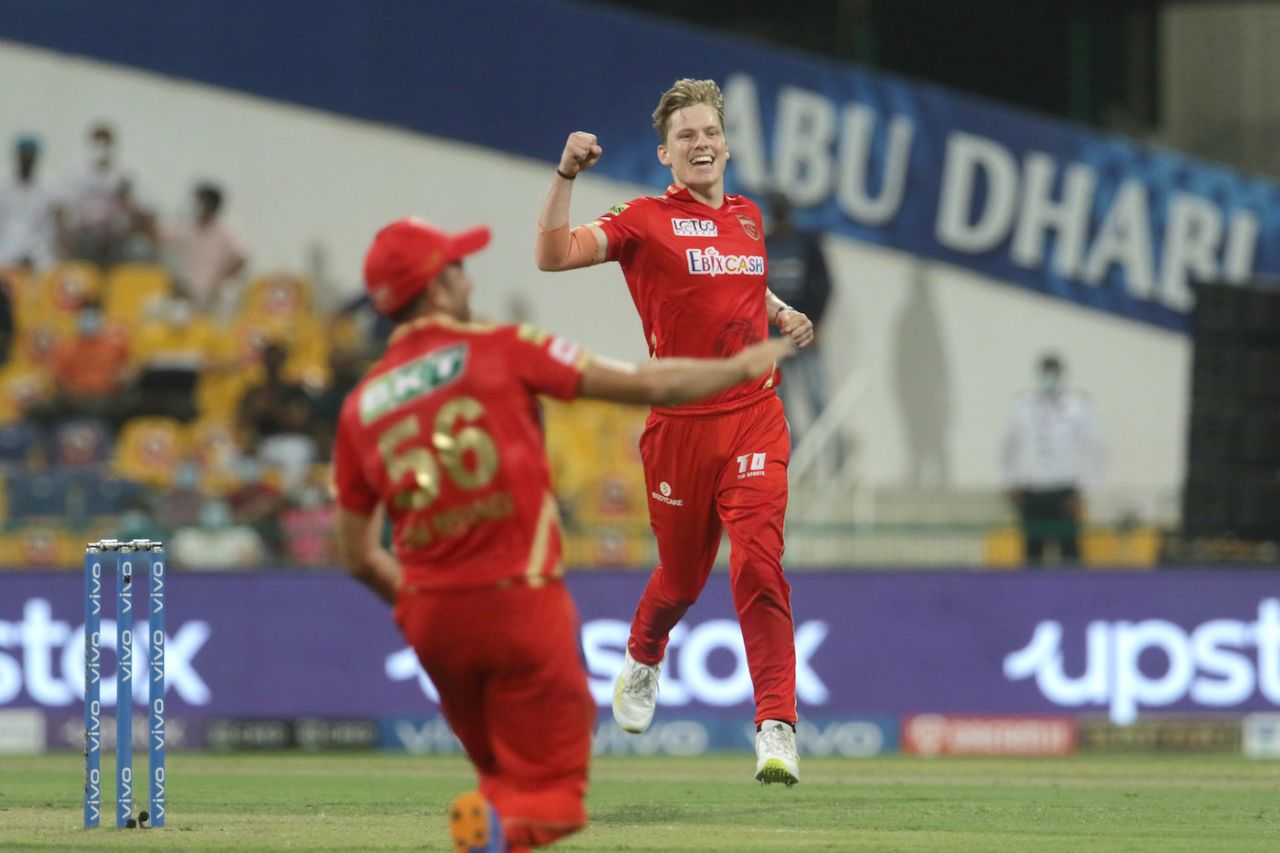 Nathan Ellis celebrates after getting the wicket of Saurabh Tiwary, Mumbai Indians vs Punjab Kings, IPL 2021, Abu Dhabi, September 28, 2021