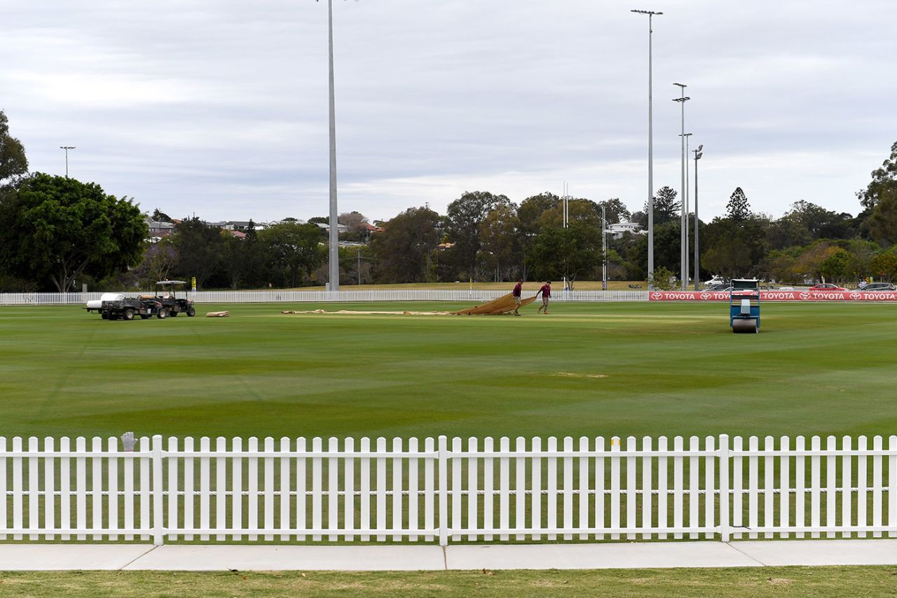 No play: an empty Ian Healy Oval after the Sheffield Shield match was called off, September 28, 2021