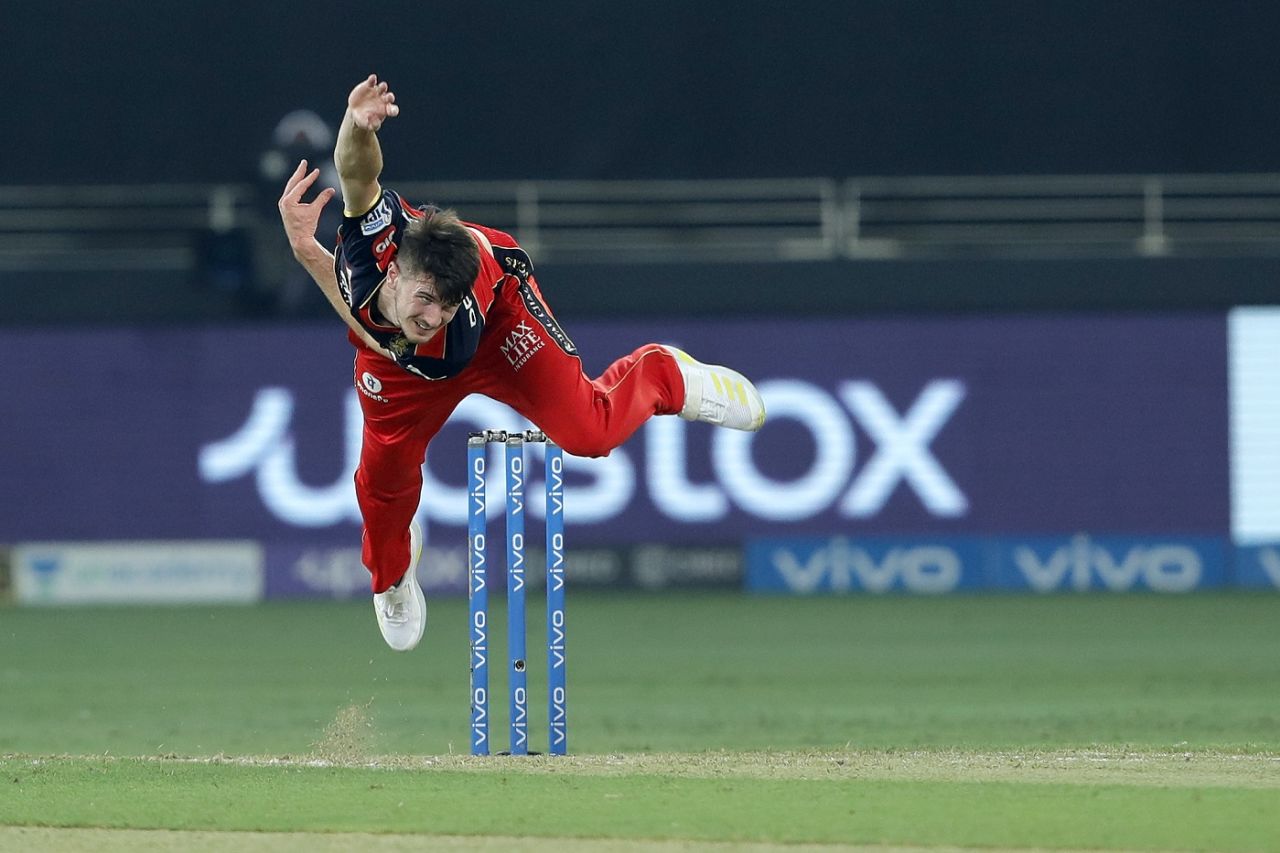 George Garton bowls on IPL debut, Rajasthan Royals vs Royal Challengers Bangalore, Dubai, IPL 2021, September 29, 2021