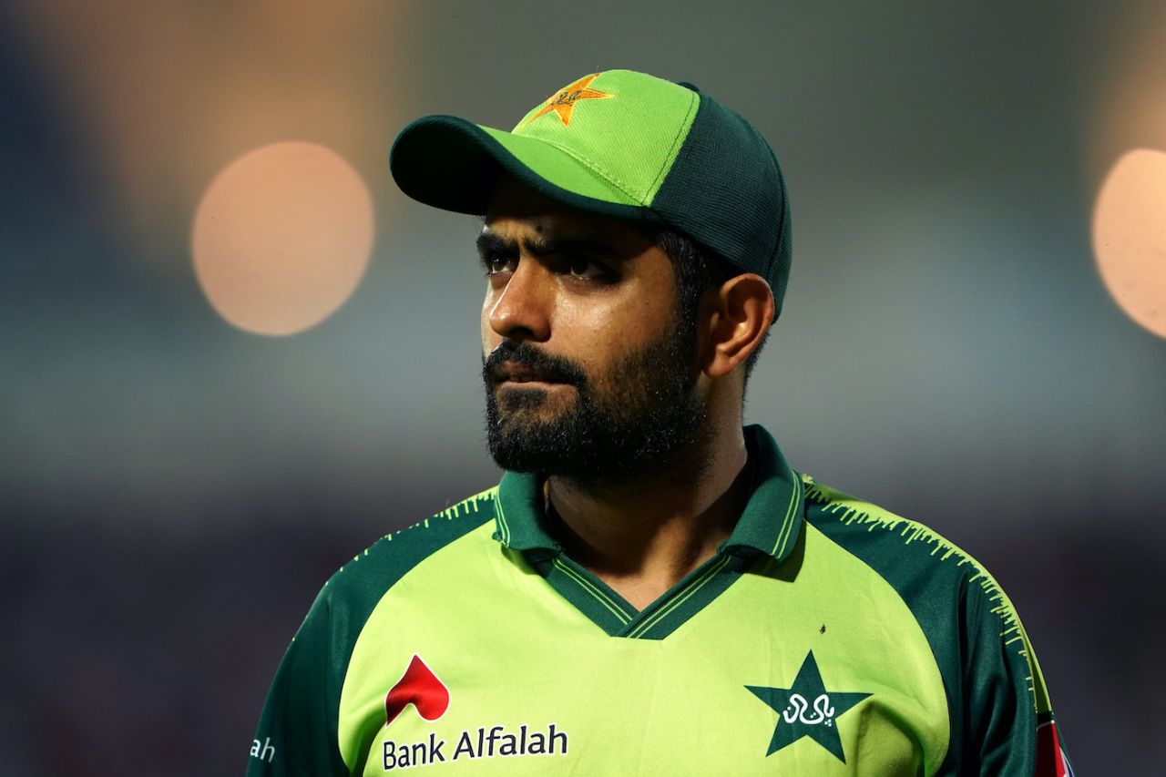 Babar Azam looks on, first T20I, England vs Pakistan, Trent Bridge, July 16, 2021