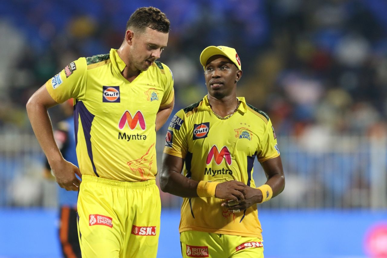 Josh Hazlewood and Dwayne Bravo rattled Sunrisers Hyderabad, Chennai Super Kings vs Sunrisers Hyderabad, IPL 2021, Sharjah, September 30, 2021