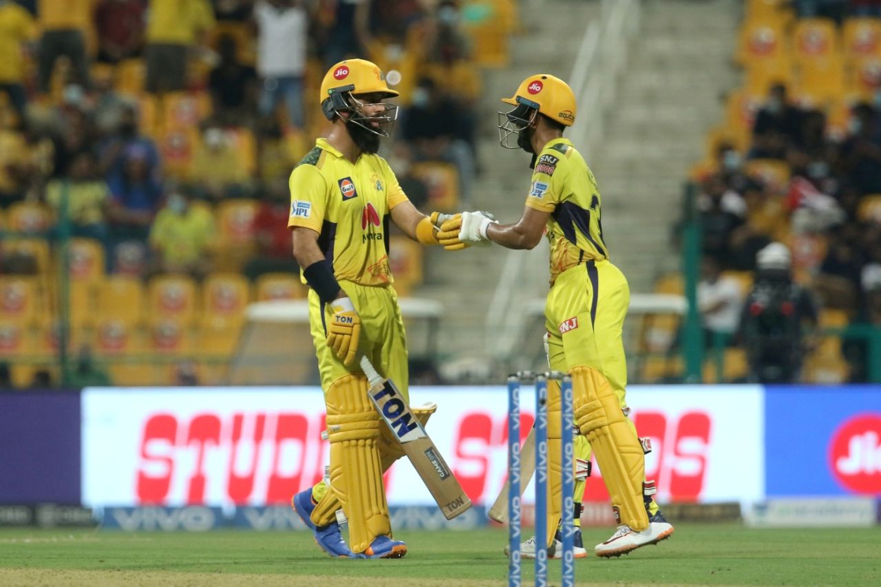 Moeen Ali and Ruturaj Gaikwad put on a stand of 57, Chennai Super Kings vs Rajasthan Royals, IPL 2021, Abu Dhabi, October 2, 2021